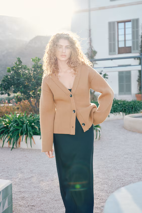 Кардиган из смесовой шерстяной пряжи