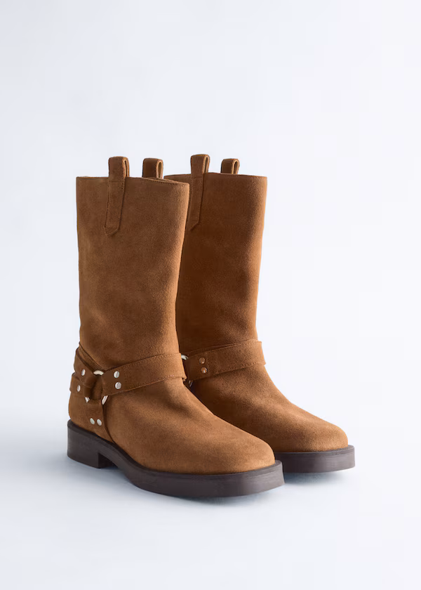 Мото ботинки из замши