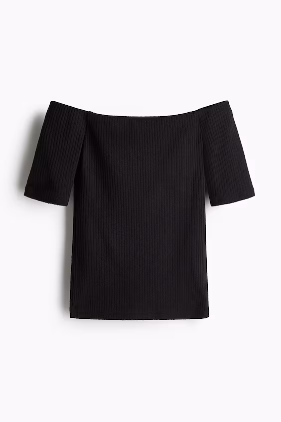 Свитер из рубчиковой ткани с открытыми плечами