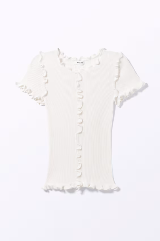 Свитер из рубчатой ткани с оборками на краю