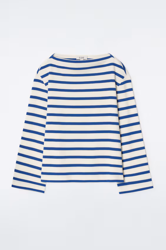 Топ с лодочным вырезом в полоску