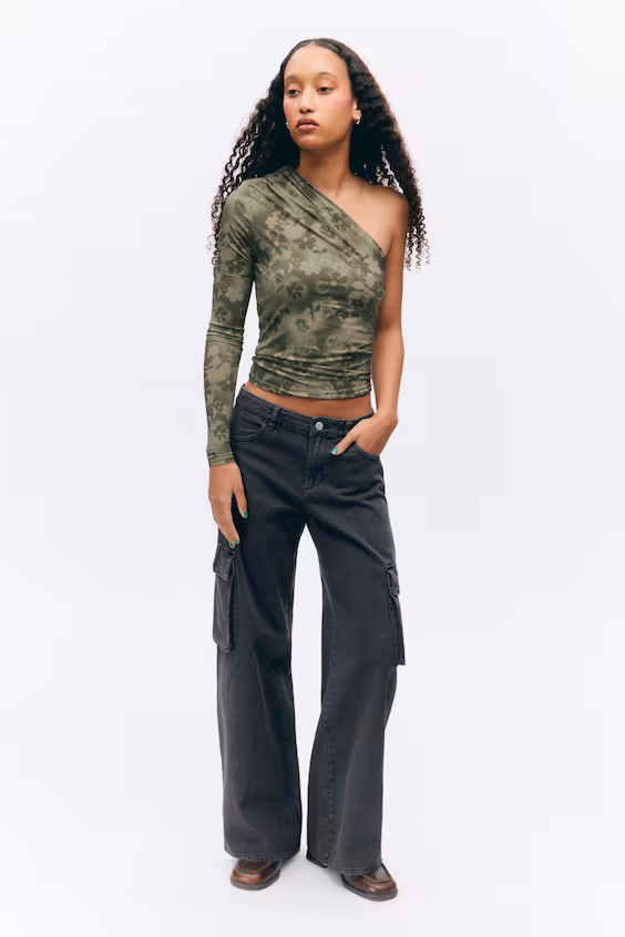 Свитер с драпировкой из нейлона на одно плечо