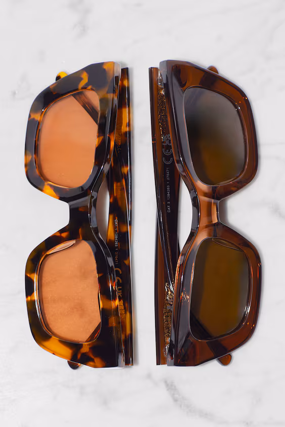 Очки солнцезащитные с прямоугольной оправой из ацетата