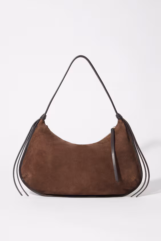 Сумка через плечо из замши с бахромой