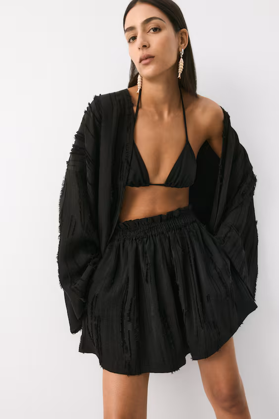 Шорты с высокой посадкой и бахромой