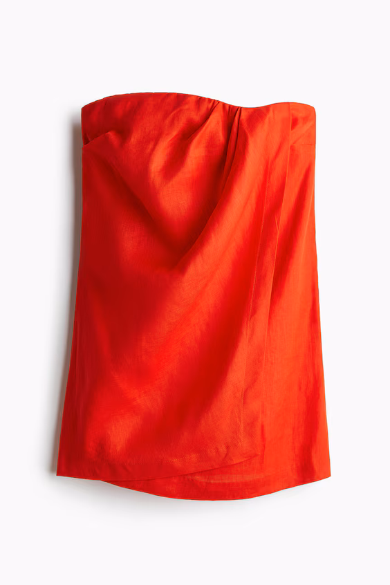 Платье на одно плечо из льна