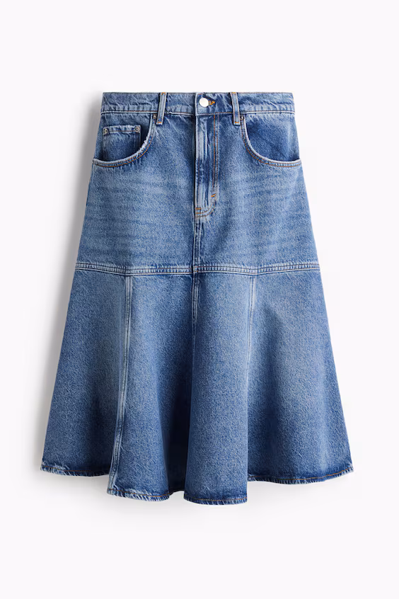 Джинсовая юбка-клёш