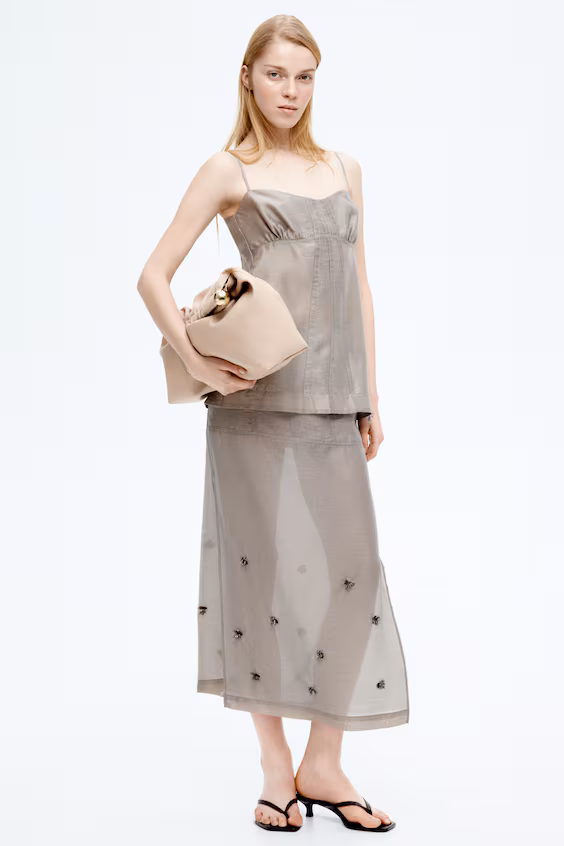 Топ на тонких бретельках из прозрачной ткани