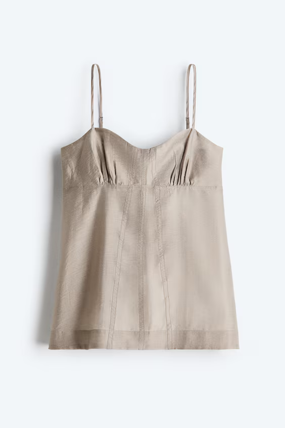 Топ на тонких бретельках из прозрачной ткани