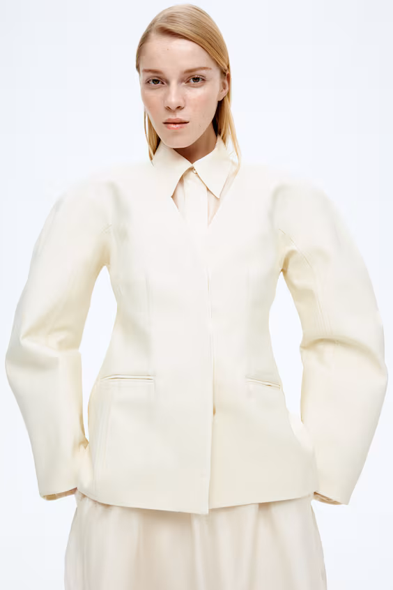 Блейзер из саржи без воротника