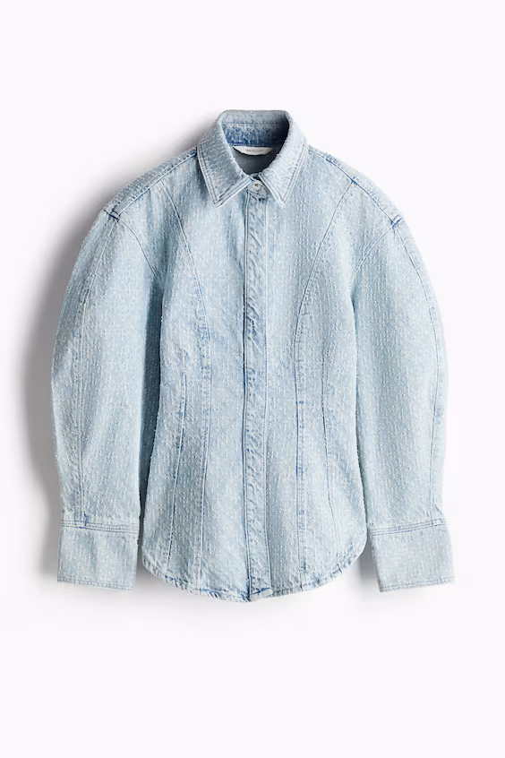 Рубашка из букле в виде джинсовой ткани