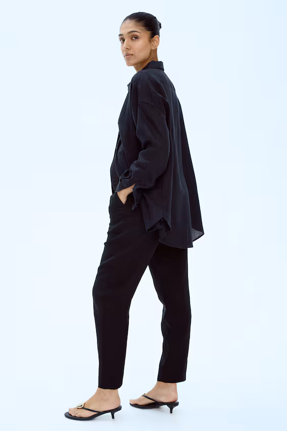 Мама брюки из смесового льна