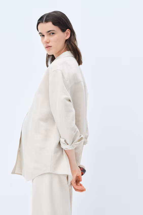 Mama рубашка before & after из смеси льна