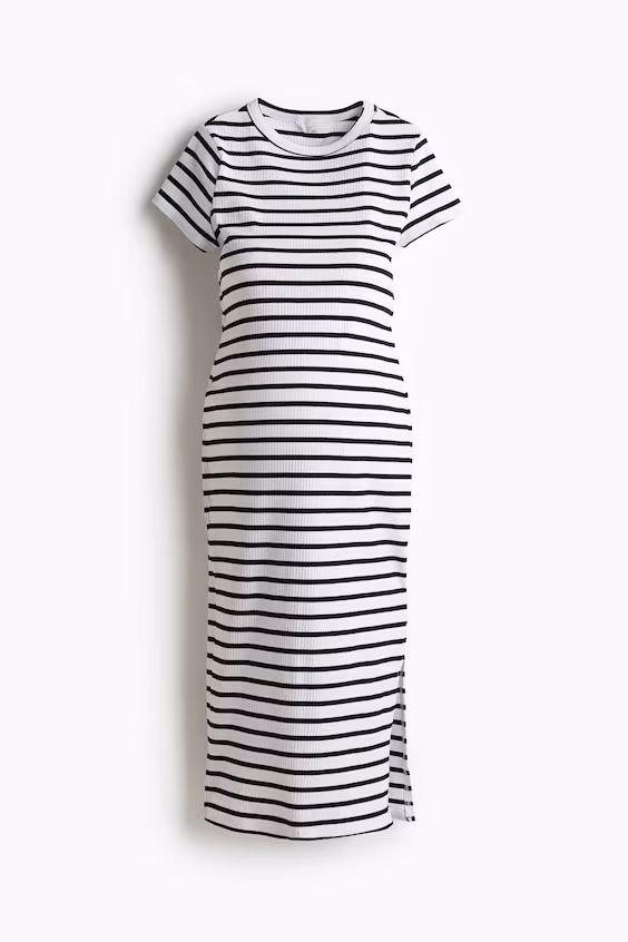 Mama vestido t-shirt в рубчик