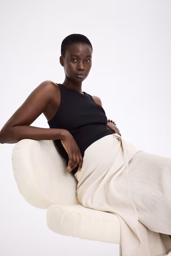 Юбка-миди из джерси с текстурой и драпировкой