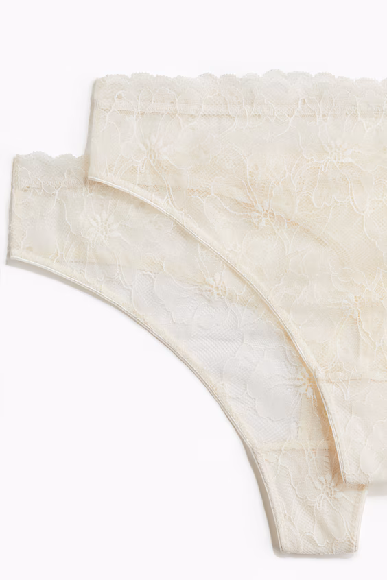 Упаковка из 2 трусиков-стринг на резинке из кружева