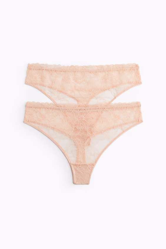 Упаковка из 2 трусиков-стринг на резинке из кружева