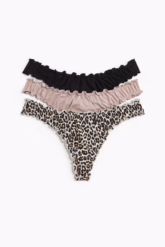 Набор из 3 стринговых трусиков с обработкой оверлок