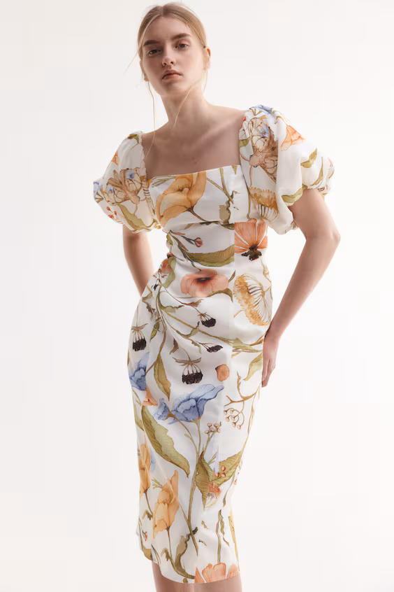 Платье с обнаженными плечами из хлопка