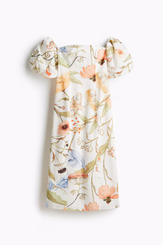 Платье с обнаженными плечами из хлопка