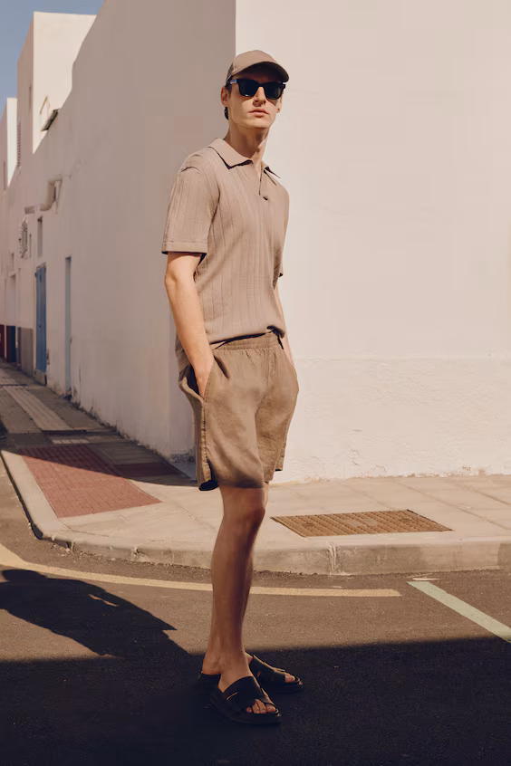 Поло из смесового льна regular fit