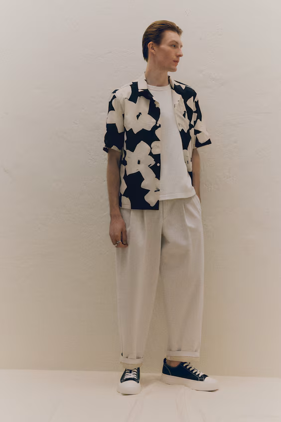 Рубашка курортного стиля из хлопка regular fit