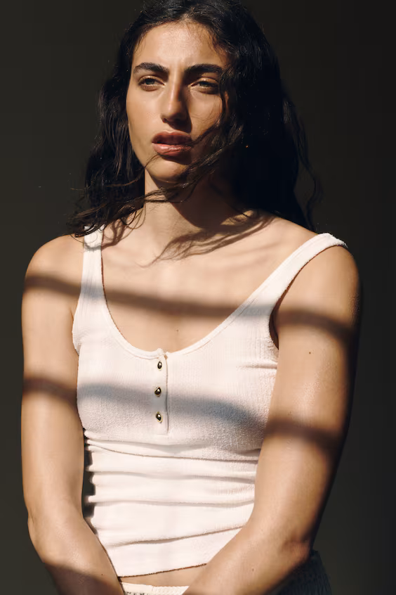 Топ без рукавов из рубчиковой ткани