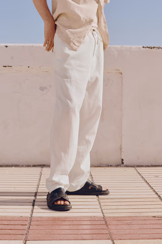 Брюки из смеси льна regular fit