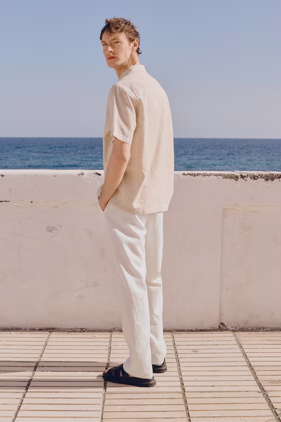 Брюки из смеси льна regular fit