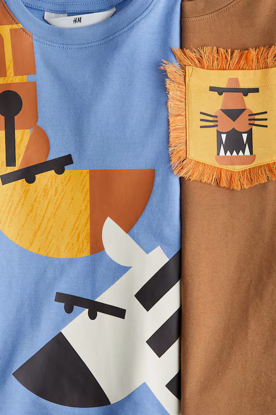 Набор из 2 футболок с интерактивными деталями