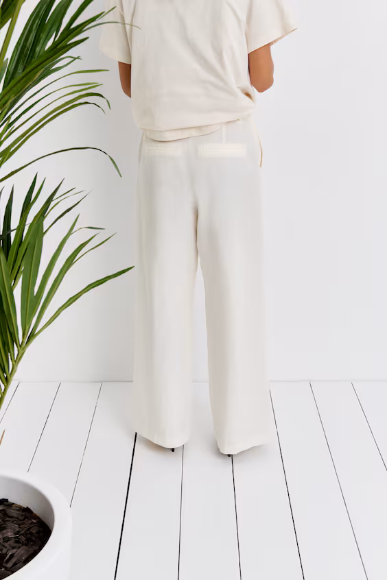 Брюки широкие из смеси льна