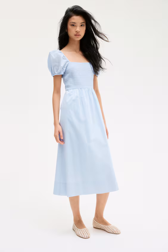 Платье из хлопка с объемными рукавами