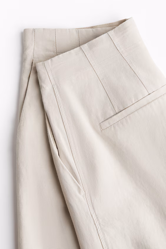 Широкие брюки из смеси льна