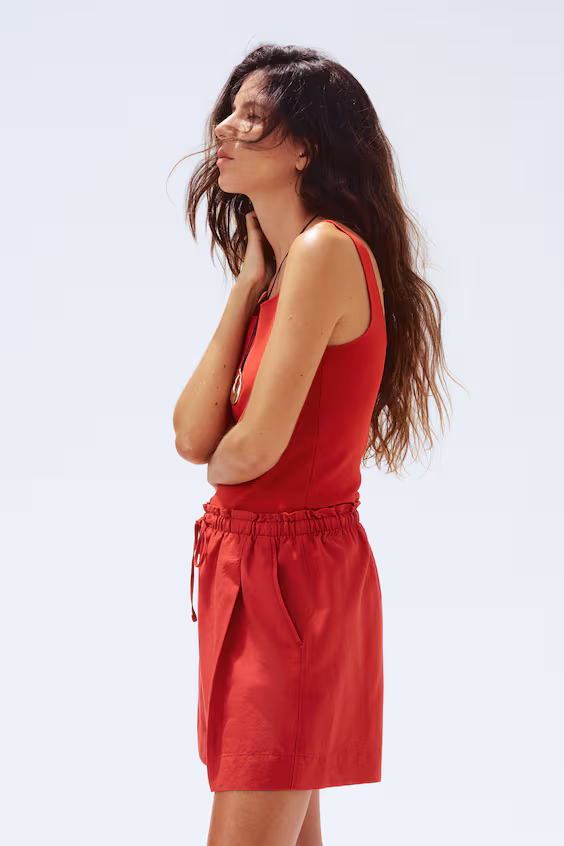 Шорты из льняной смеси с завязкой