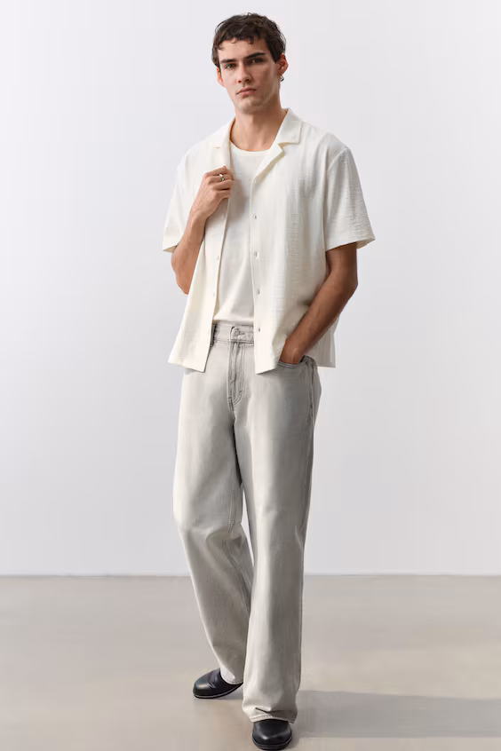 Рубашка курортного стиля из джерси regular fit