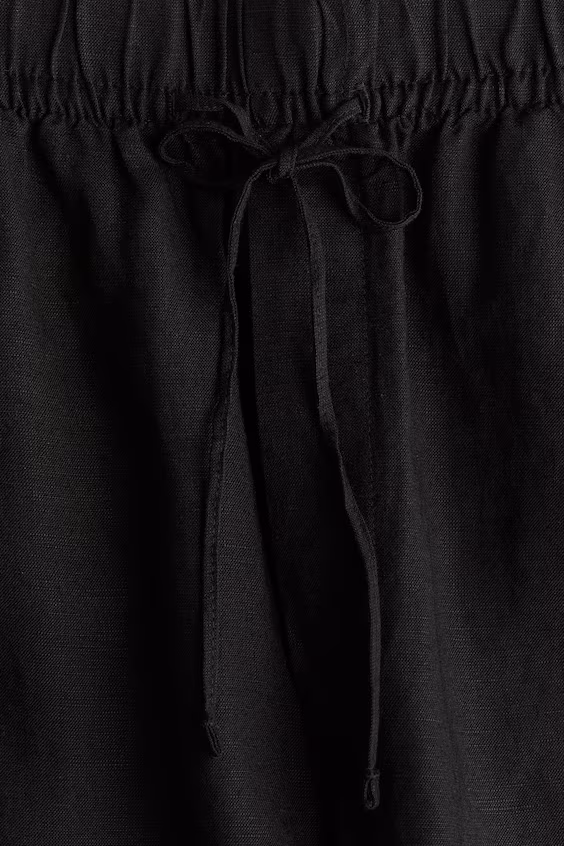 Брюки из льненой смеси с завязкой