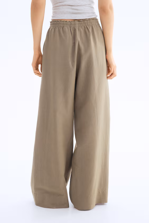 Широкие брюки из смеси льна