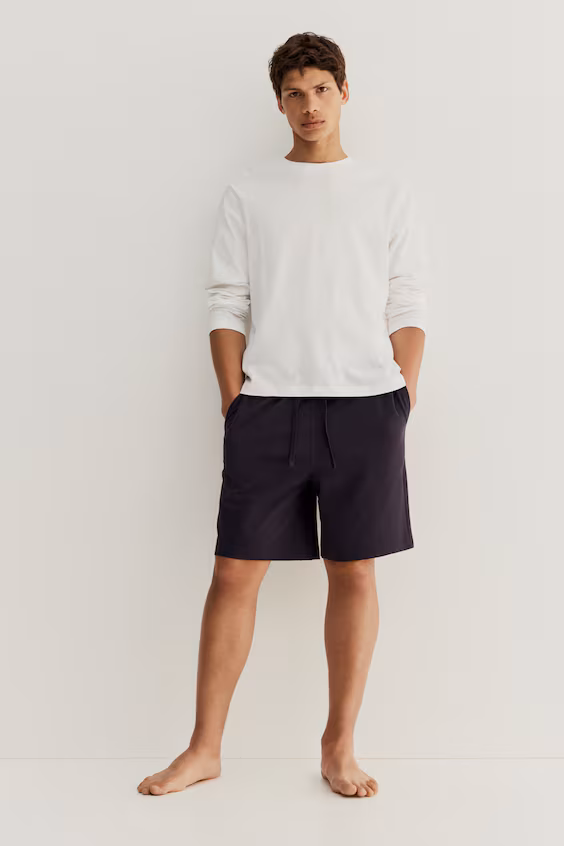 Шорты до колена из пике свободного кроя