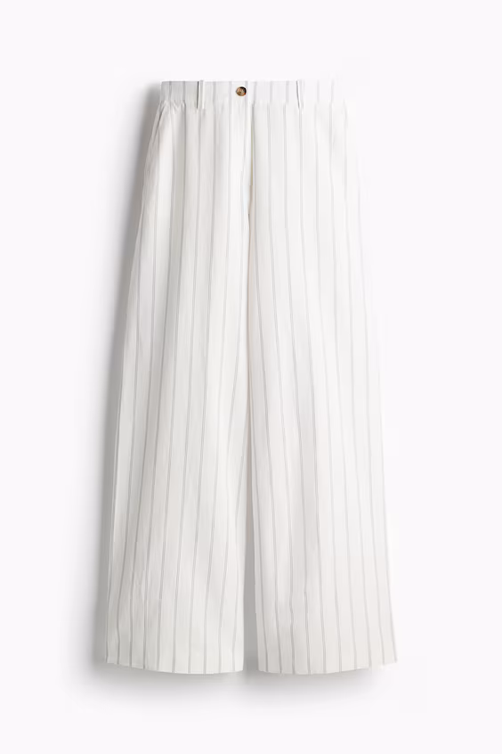 Широкие брюки из смеси льна