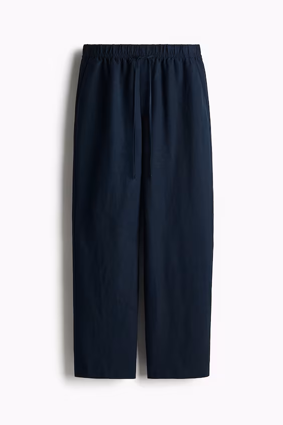 Брюки из смеси льна с завязкой