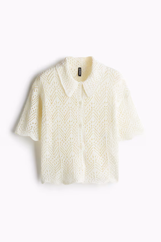 Рубашка с короткими рукавами из мягкой вязаной ткани с рельефным узором