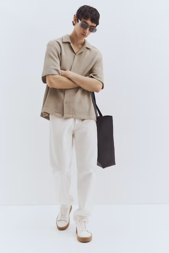 Рубашка loose fit в стиле курорт из рубчика