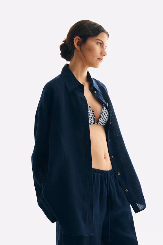 Широкие льняные брюки