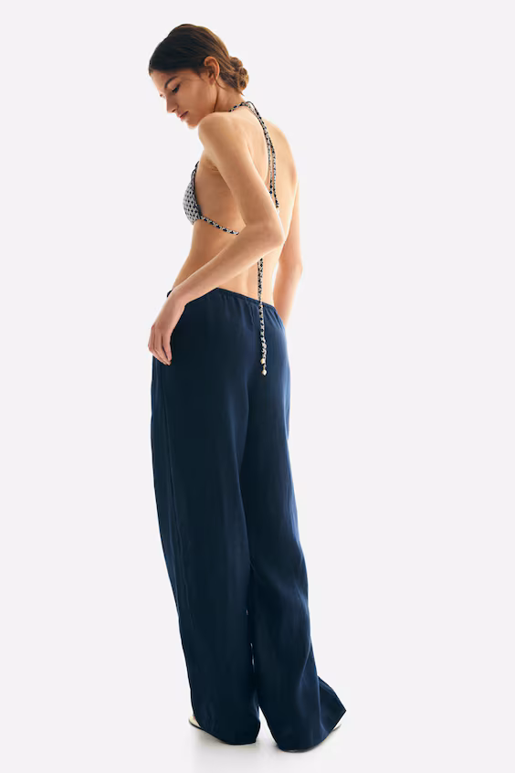 Широкие льняные брюки