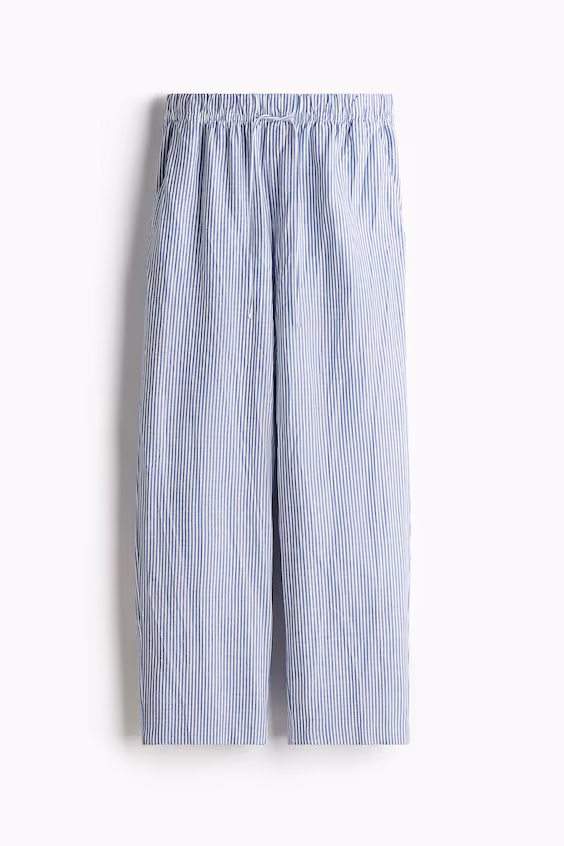 Брюки из смеси льна с завязкой