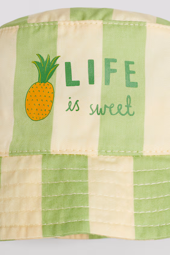 Шляпа в стиле бакет из принтованного хлопкового саржевого материала