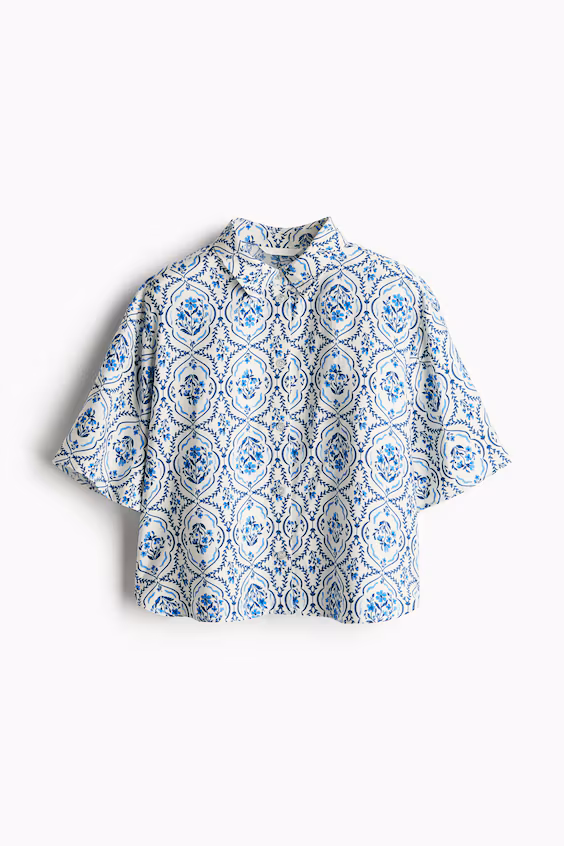 Рубашка коротких рукавов из саржи