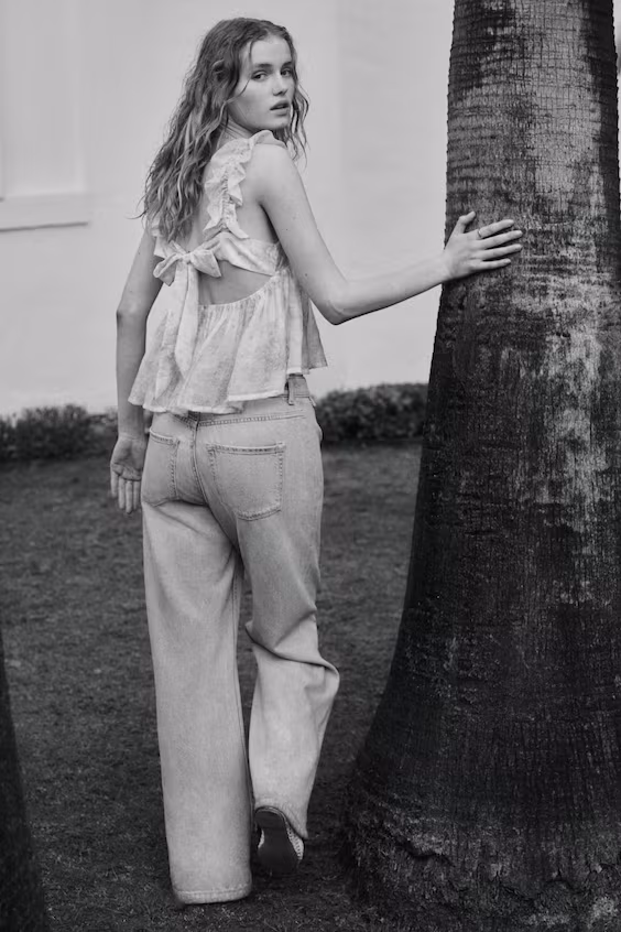 Джинсы широкие с ультравысокой талией