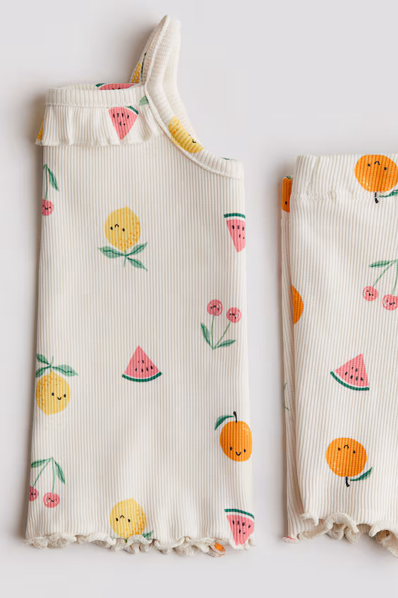 Набор из 2-х ребристых хлопковых предметов одежды