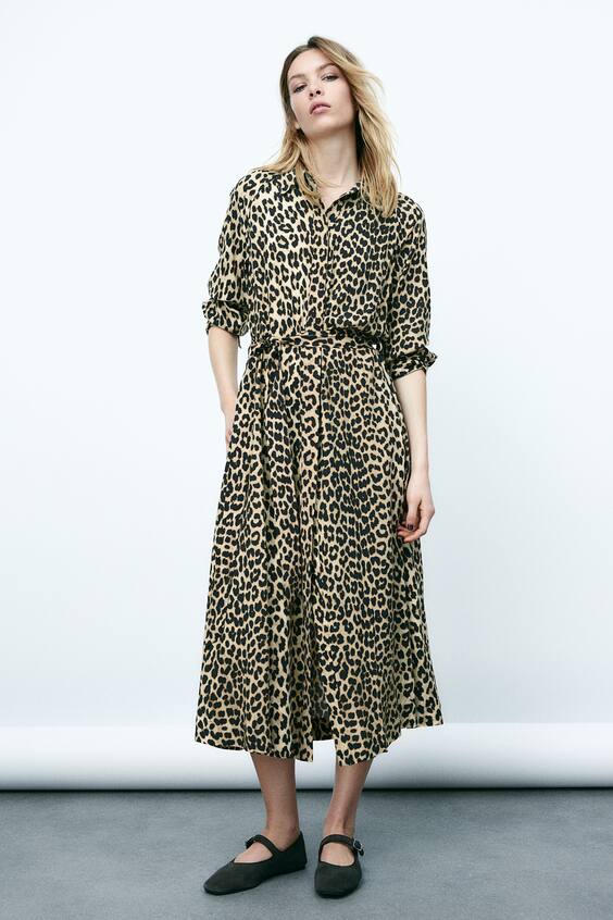 Рубашечное платье из вискозы с завязкой